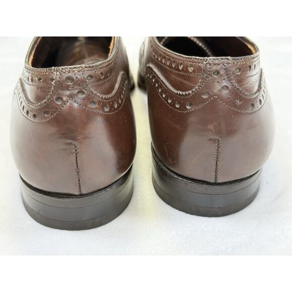JOHNSTON & MURPHY ARISTOCRAFT Wingtip Brogue Shoe Men’s Sz 10 C/A Brown Lace VTG - Picture 6 of 10